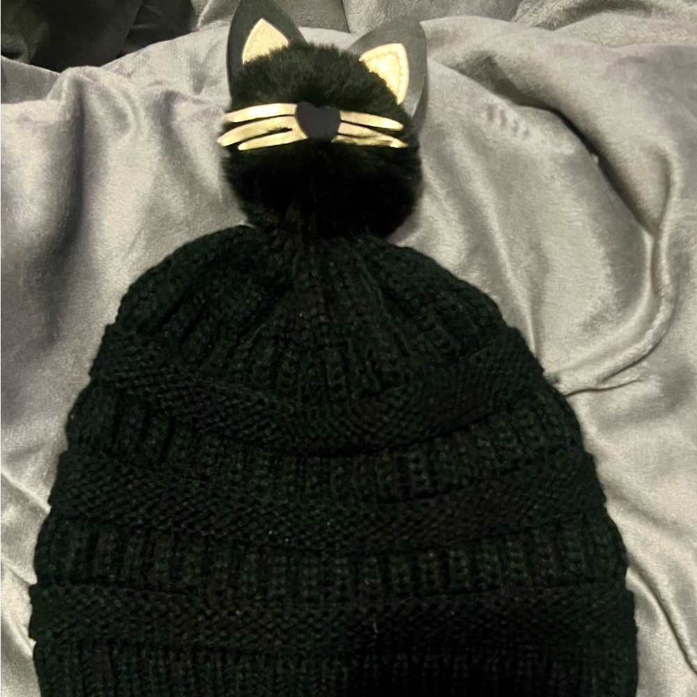 David and Young Black Cat Ear Kids Hat